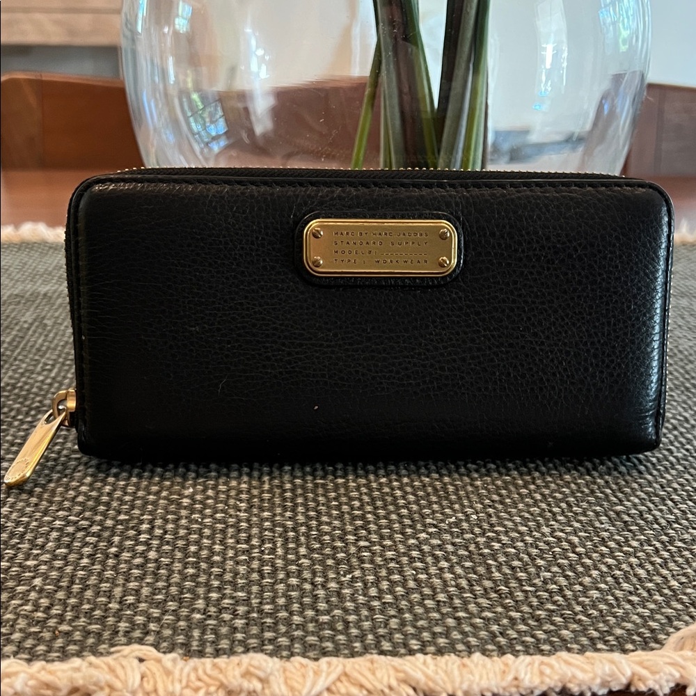 Marc By Marc Jacobs Black Wallet with Gold Hardware